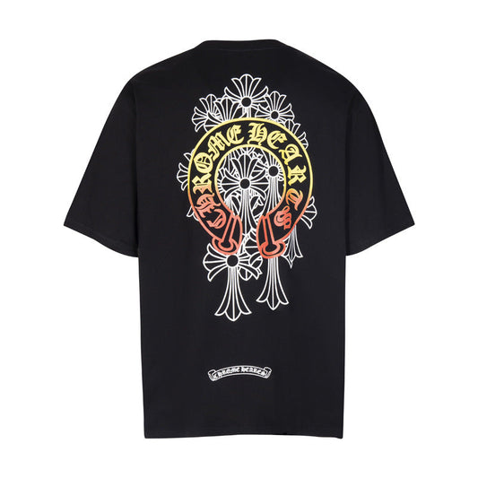Chrome Heart T Shirts Cross Color Printed Short Sleeve T-Shirt Loose
