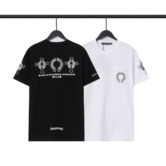Chrome Heart T Shirts Chrome Hearts Cross Sanskrit Print Short Sleeve Crew Neck T-Shirt