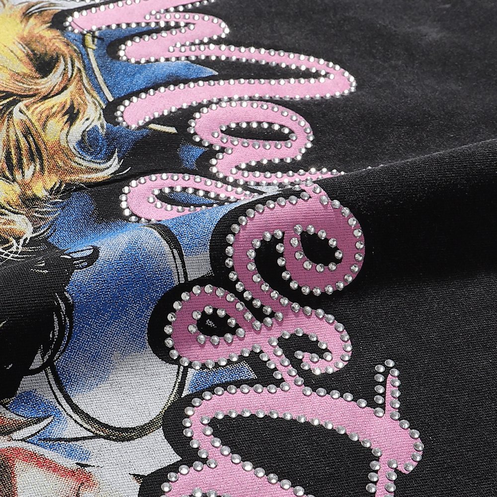MAJESTIK We Are Friend Rhinestone Graphic T-Shirt ¡ª detail