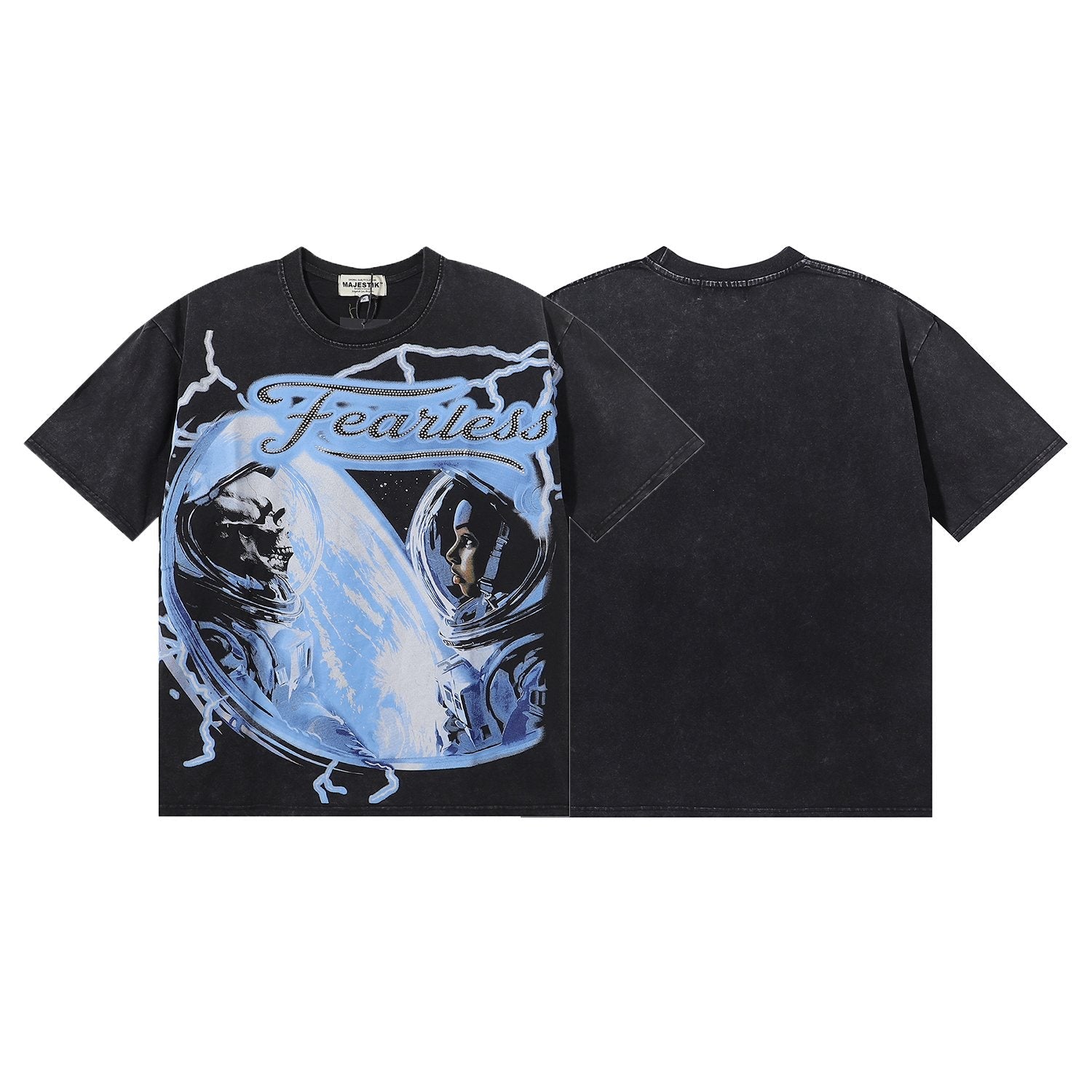 MAJESTIK Astronaut Skull Graphic T-Shirt ¡ª front