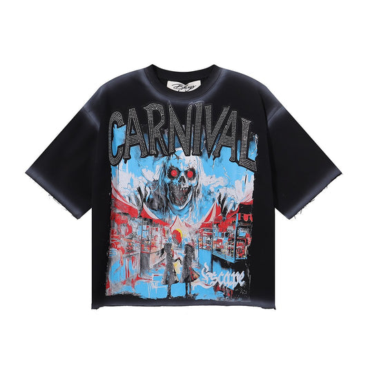 MAJESTIK Carnival Graphic Cropped T-Shirt ¡ª hero