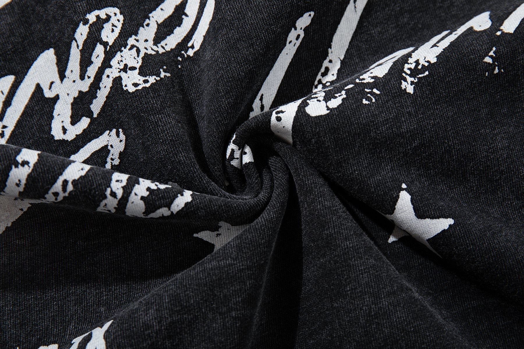 MAJESTIK Washed Black Tour Graphic T-Shirt ¡ª fabric_closeup