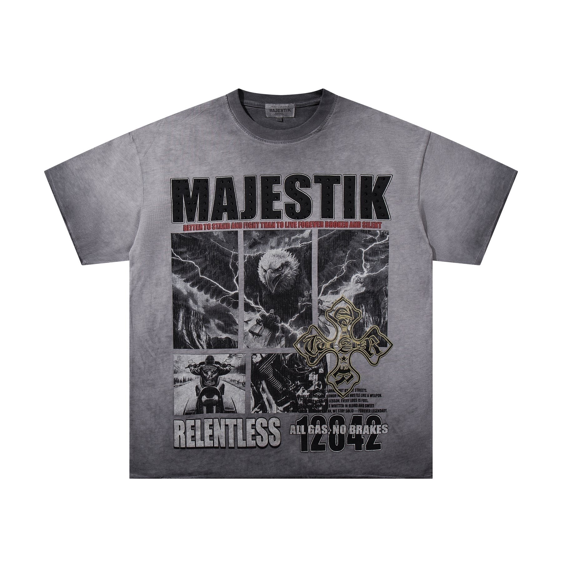 MAJESTIK Winged Cross Graphic T-Shirt ¡ª front