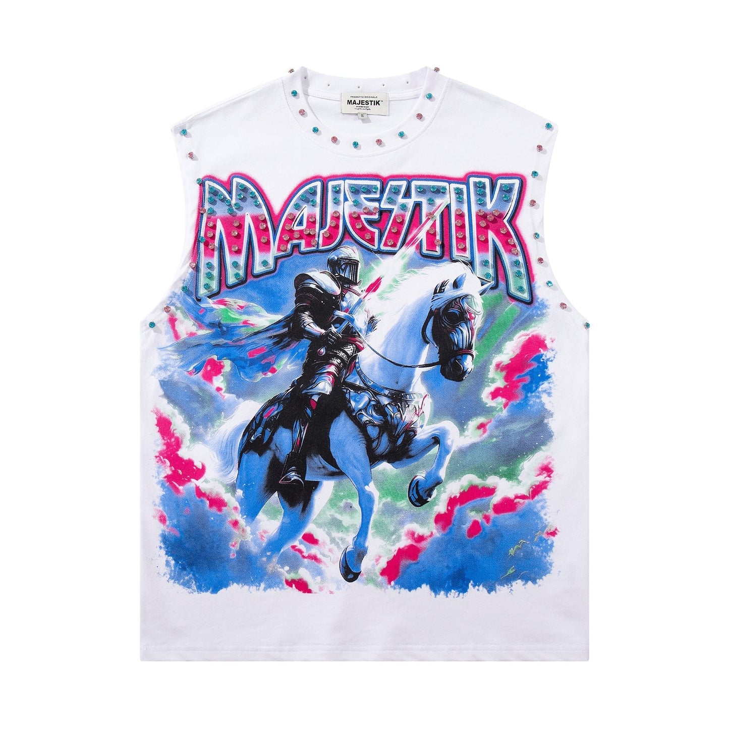 MAJESTIK Horse Rider Rhinestone Sleeveless T-Shirt ¡ª hero