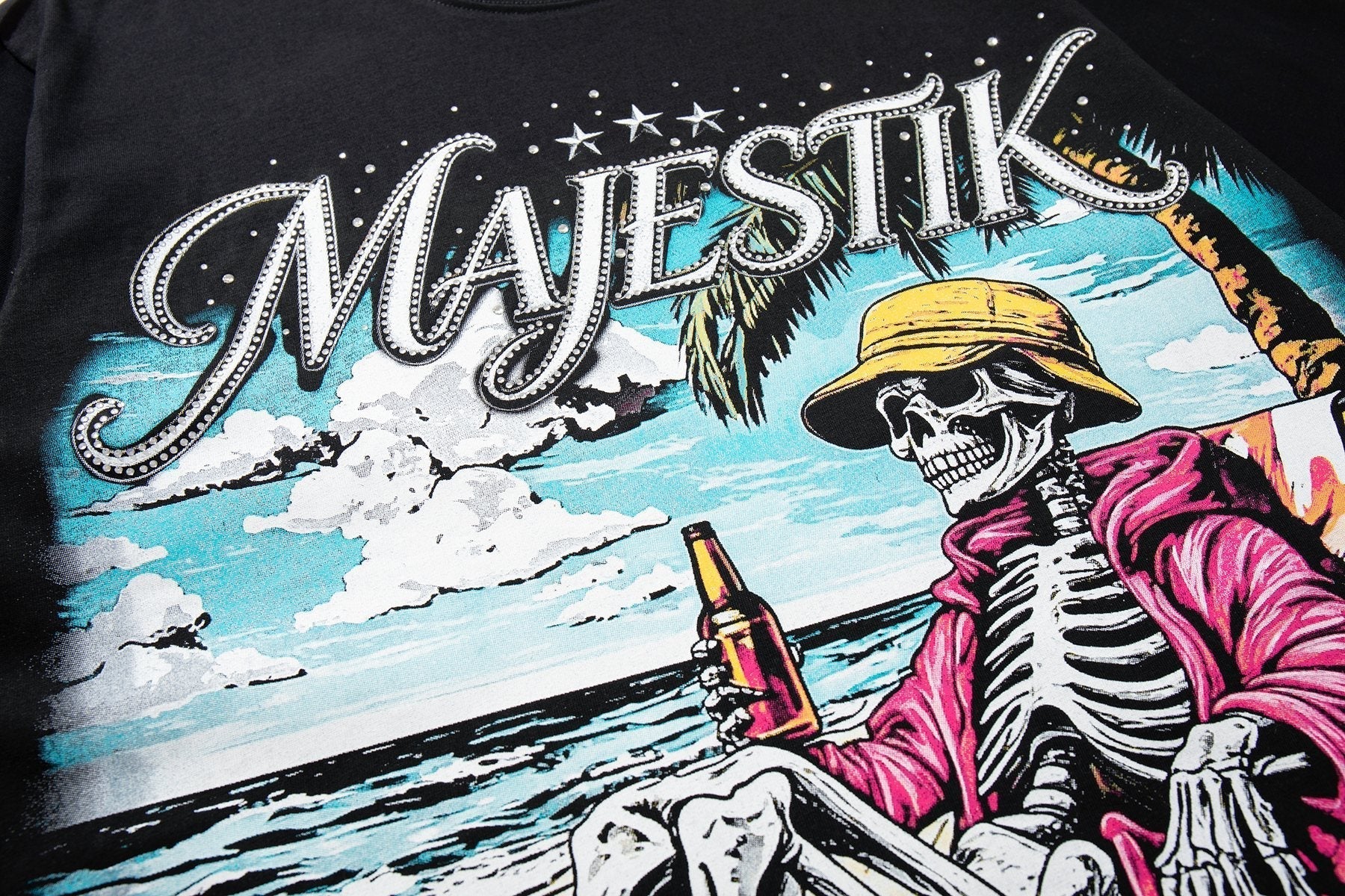 MAJESTIK Rhinestone Distressed Graphic T-Shirt ¡ª detail