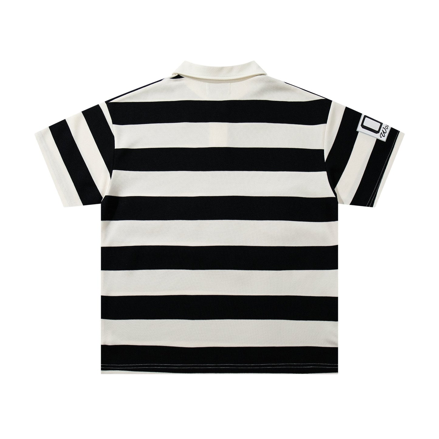 MAJESTIK Striped Crest Graphic Polo Shirt ¡ª back